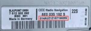 Audi serial number Car radio unlock